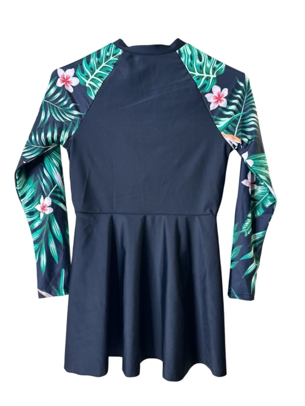 SHEIN Black Tropical Floral Long Sleeve Girls Swim Set new size 13y